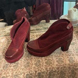 Red leather and suede Antelope Booties size 9